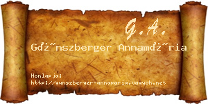 Günszberger Annamária névjegykártya